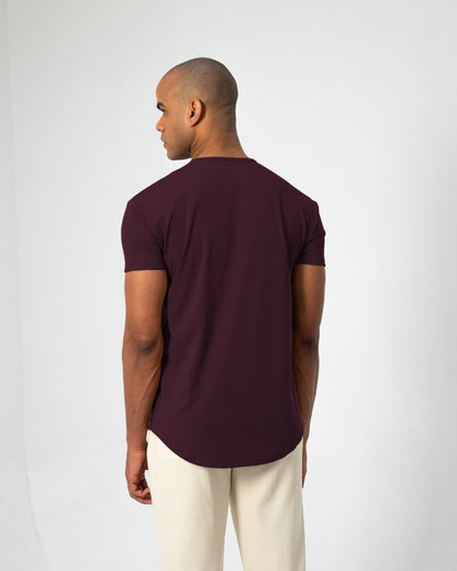 Origin Curved Crew T-Shirt: Plum