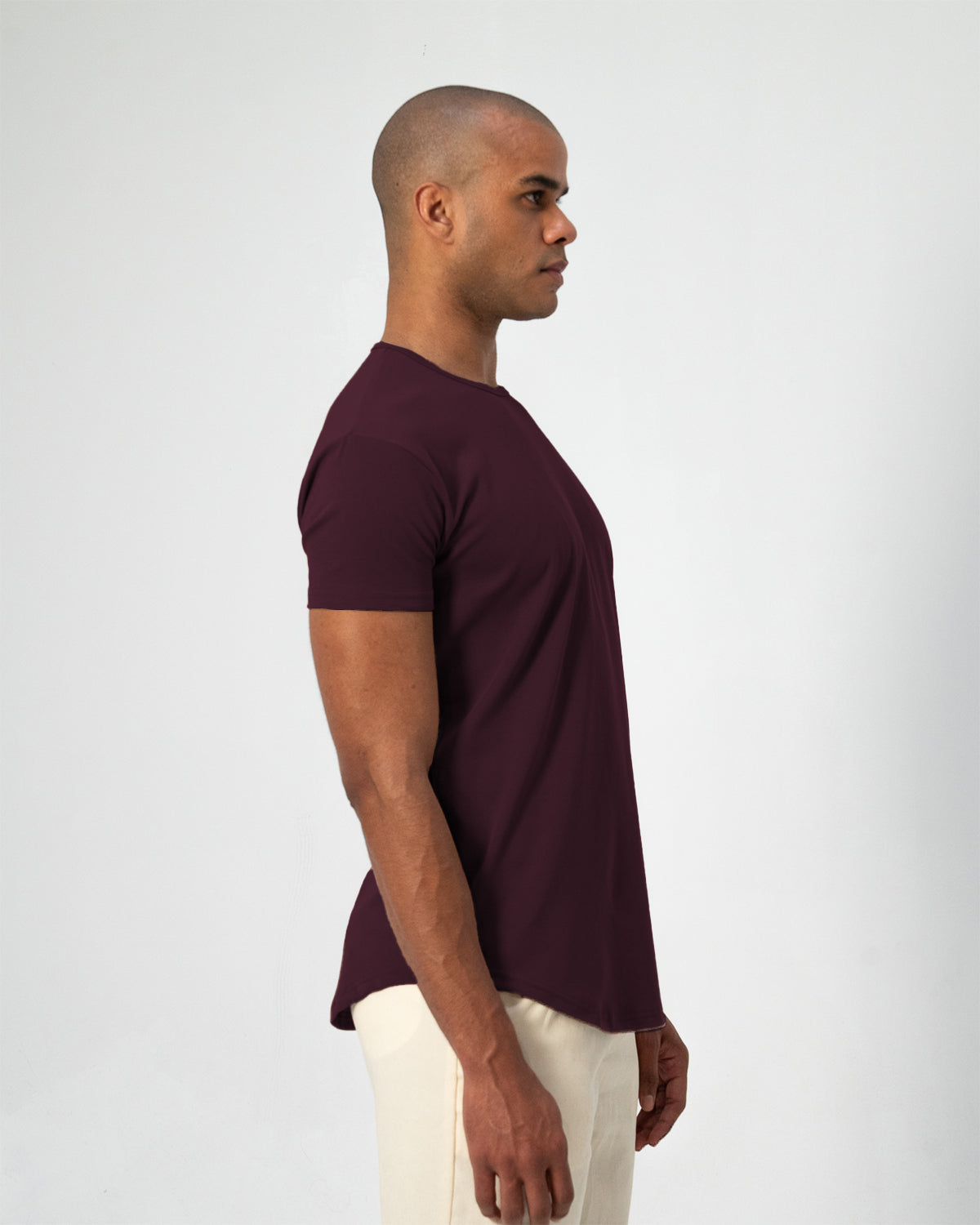 Origin Curved Crew T-Shirt: Plum