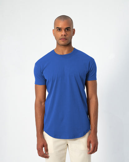 Origin Curved Crew T-Shirt: Retro Blue