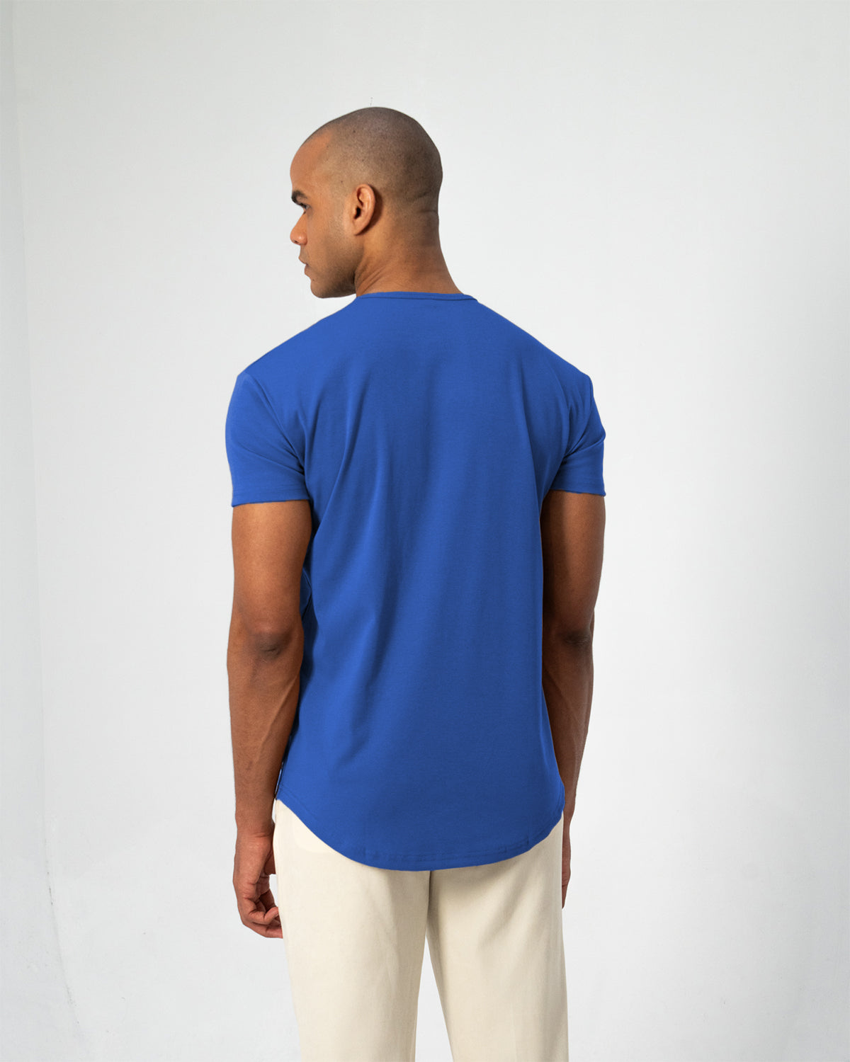 Origin Curved Crew T-Shirt: Retro Blue