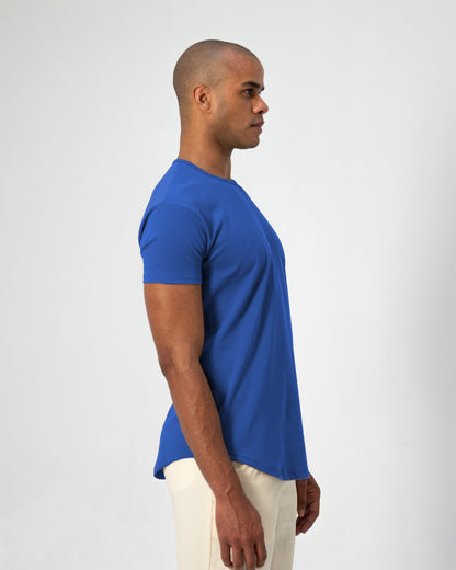 Origin Curved Crew T-Shirt: Retro Blue