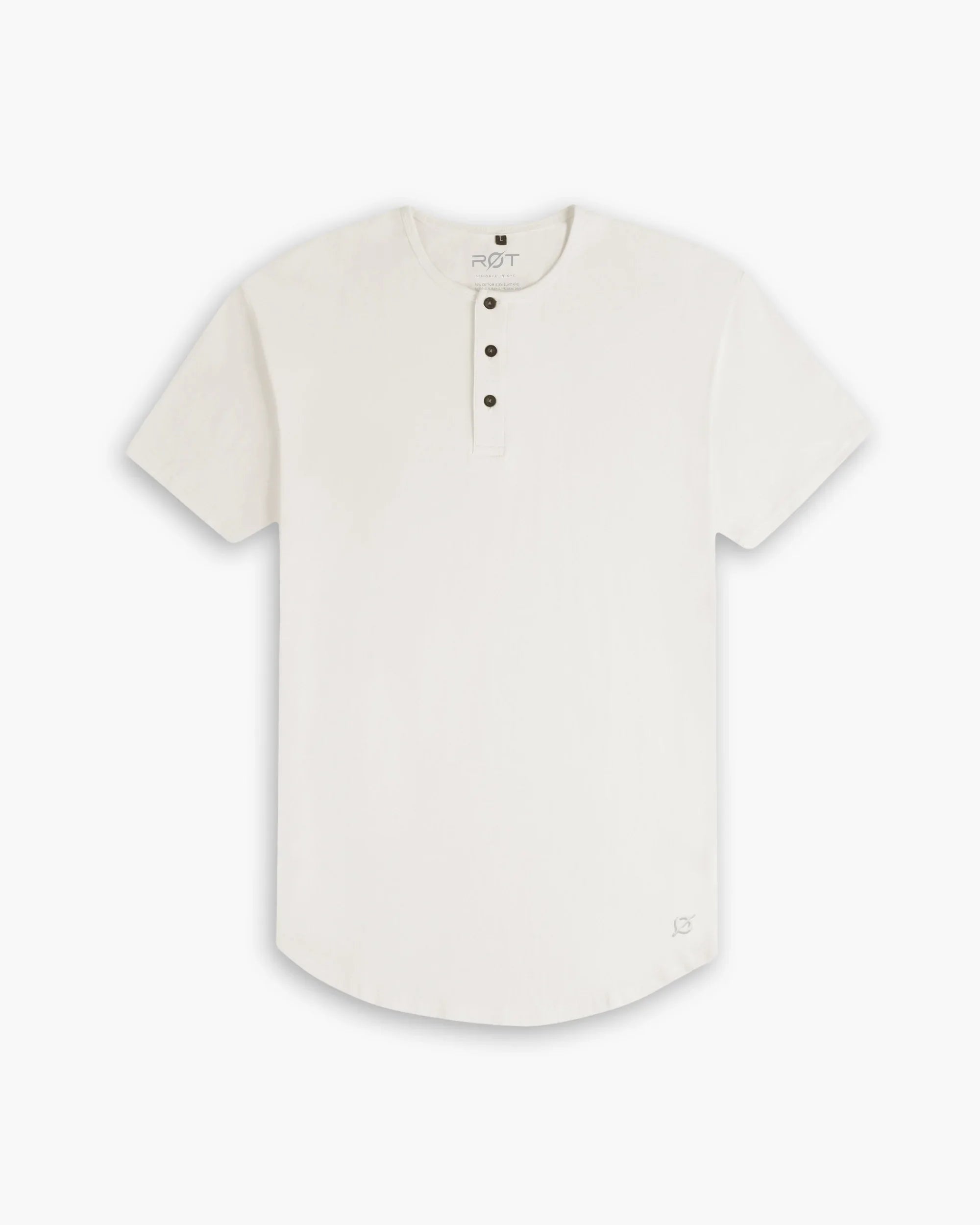 Origin Curved Henley T-Shirt: Bone