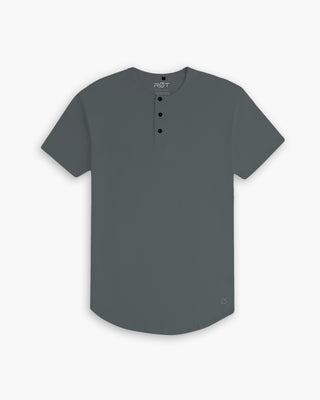 Origin Curved Henley T-Shirt: Carbon