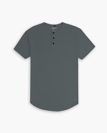 Origin Curved Henley T-Shirt: Carbon