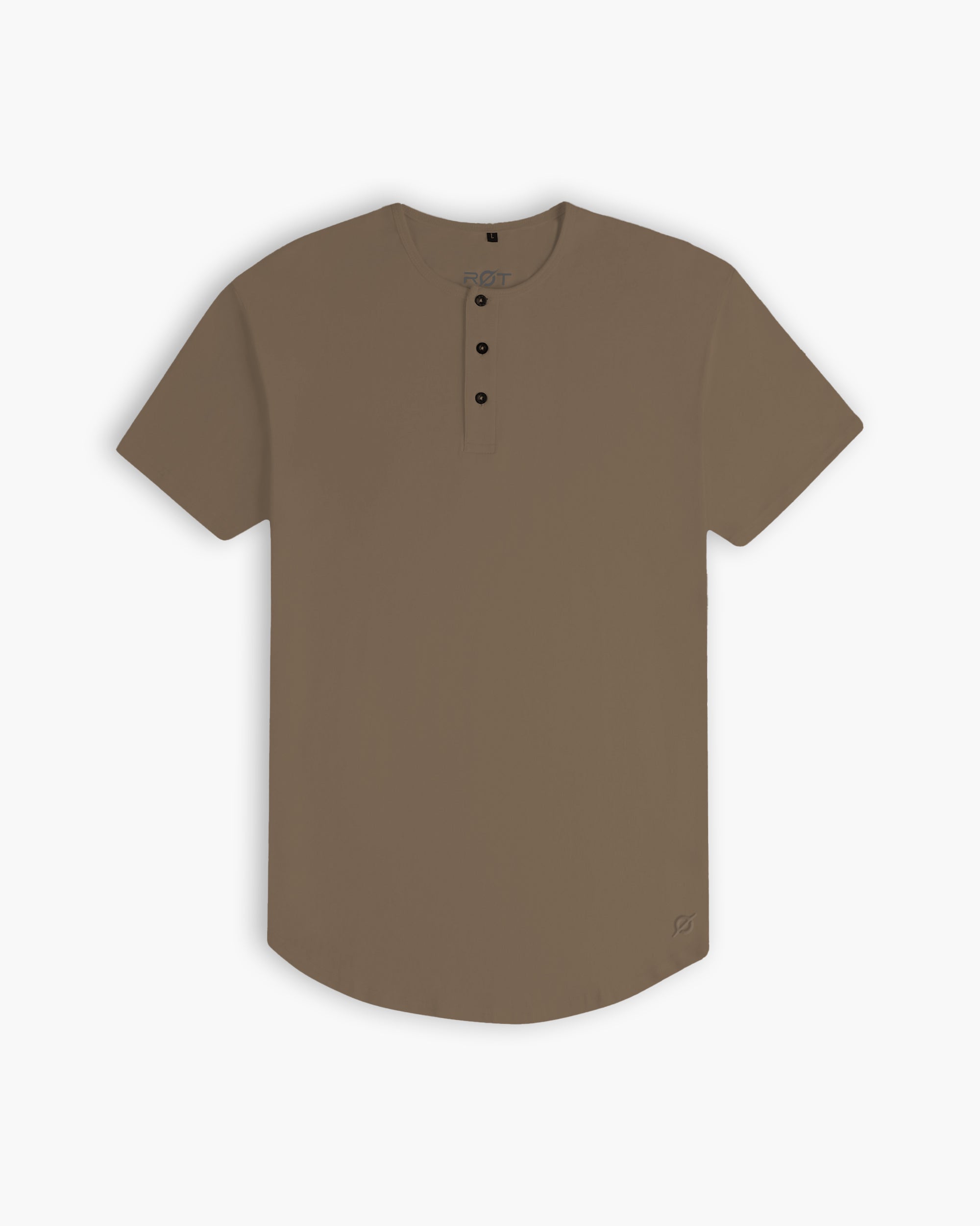 Origin Curved Henley T-Shirt: Driftwood