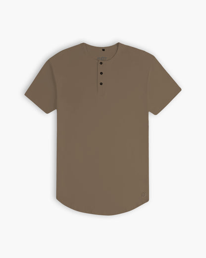 Origin Curved Henley T-Shirt: Driftwood