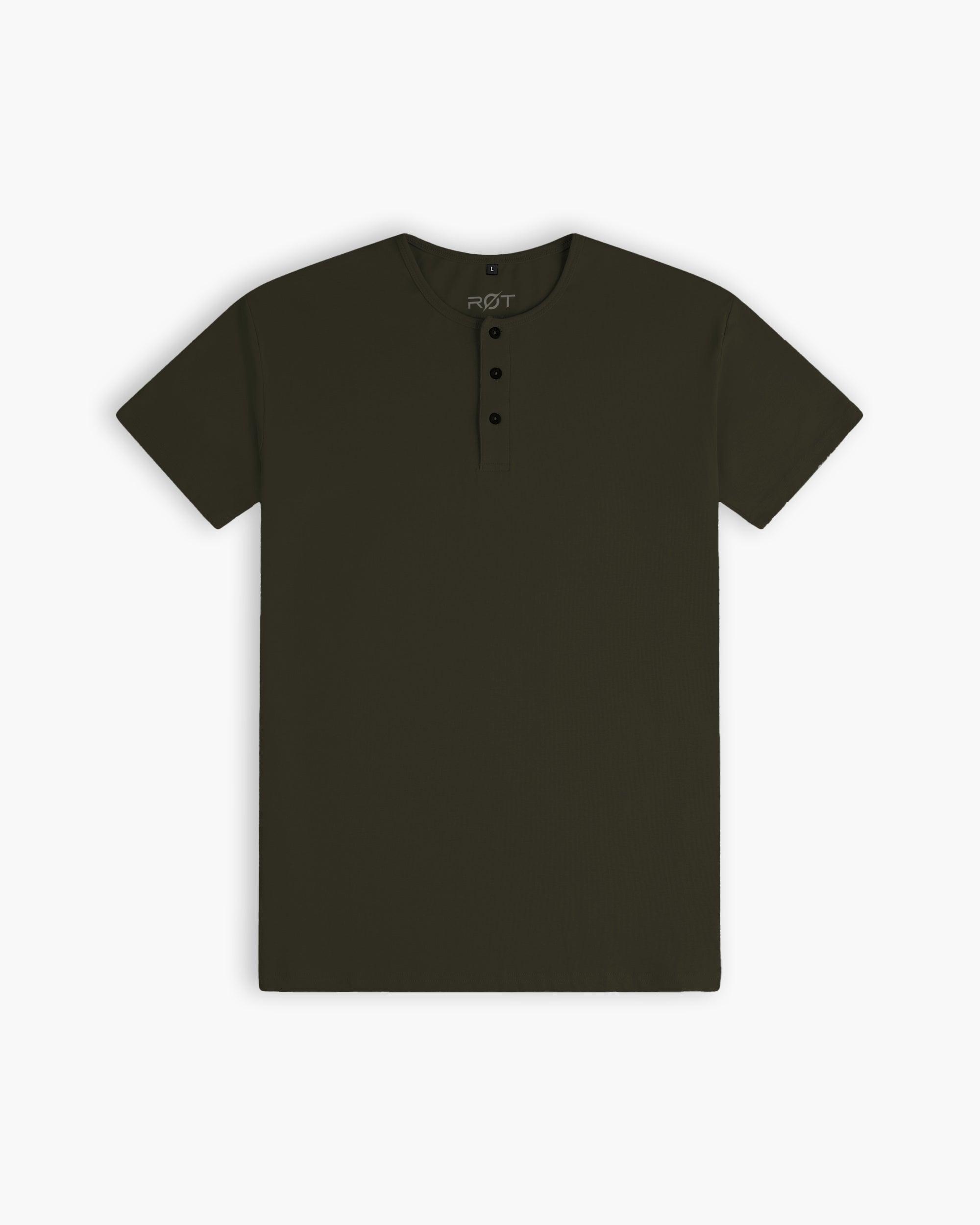 Origin Classic Henley T-Shirt: Dark Moss