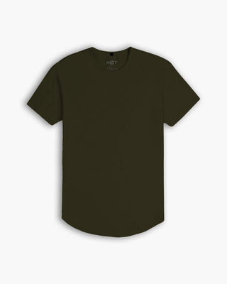 Origin Curved Crew T-Shirt: Dark Moss
