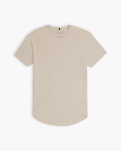 Origin Curved Crew T-Shirt: Stone