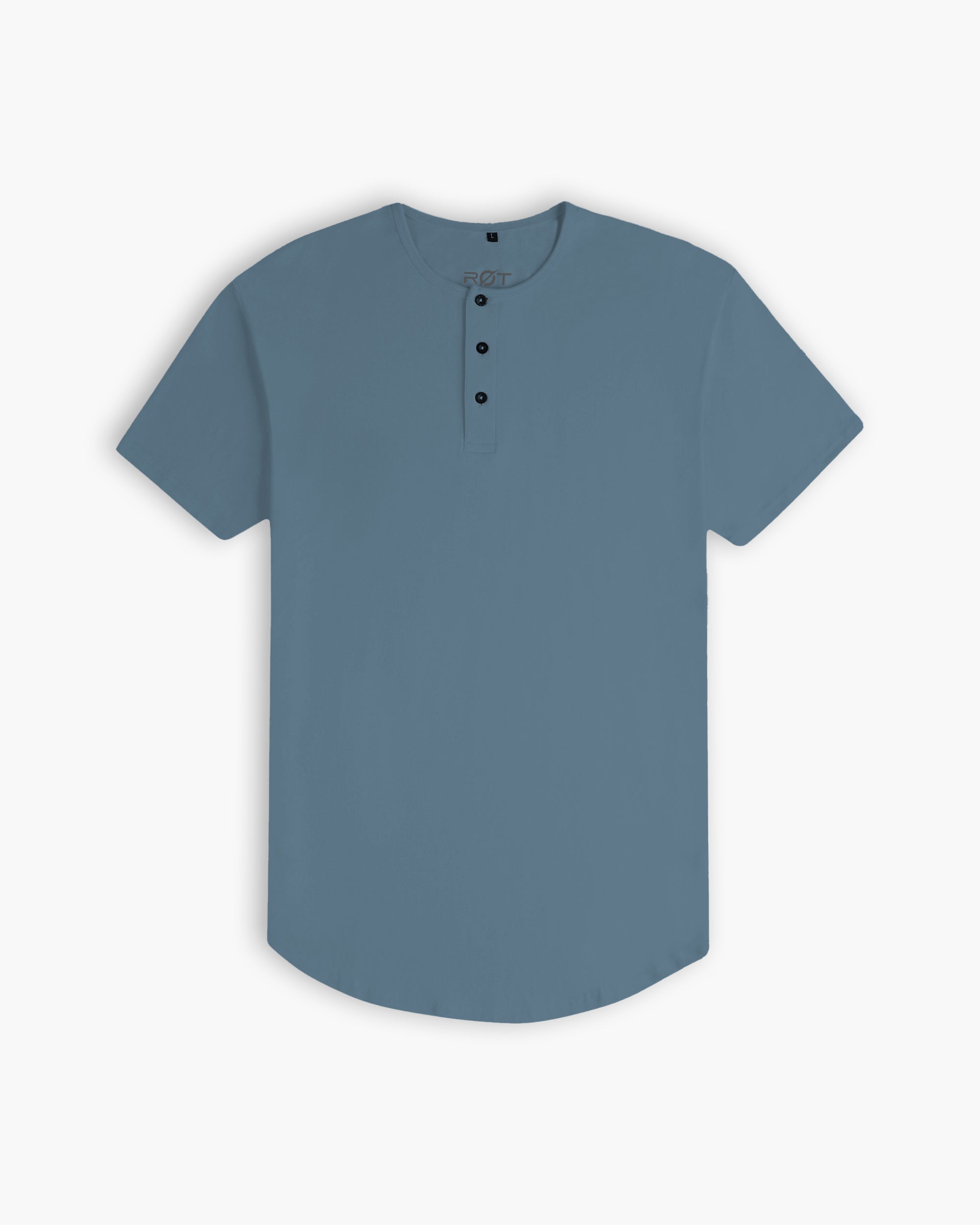 Origin Curved Henley T-Shirt: Astro Blue