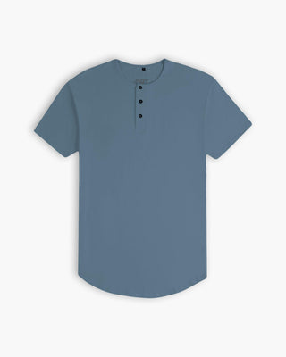 Origin Curved Henley T-Shirt: Astro Blue
