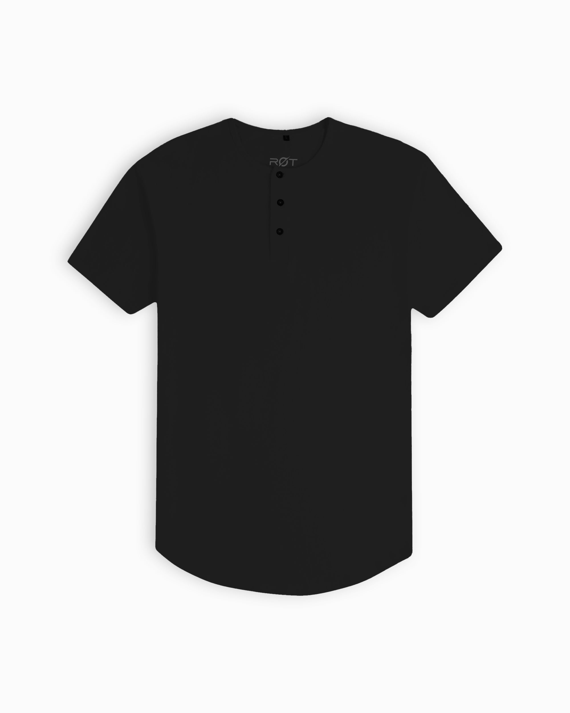 Origin Curved Henley T-Shirt: Black