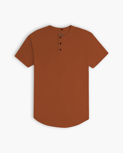 Origin Curved Henley T-Shirt: Canyon