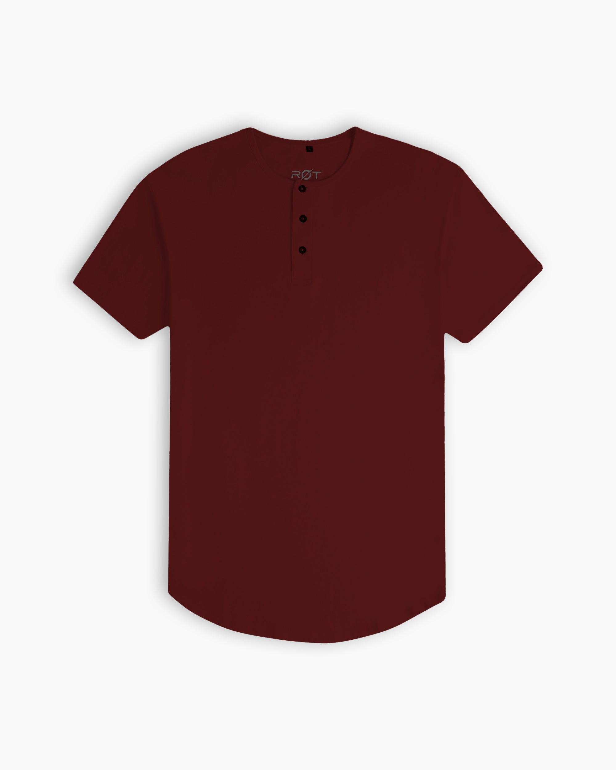 Origin Curved Henley T-Shirt: Crimson