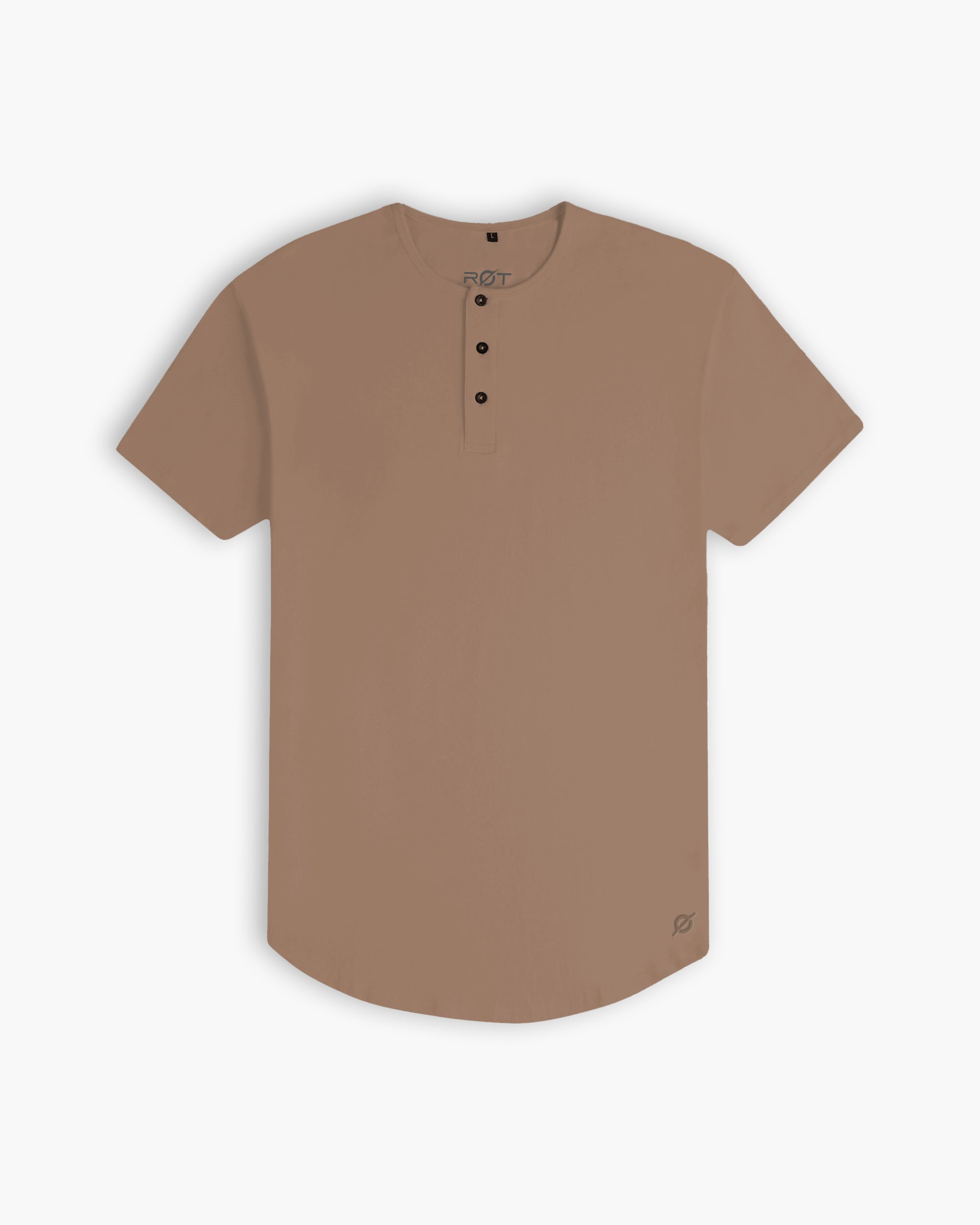 Origin Curved Henley T-Shirt: Driftwood