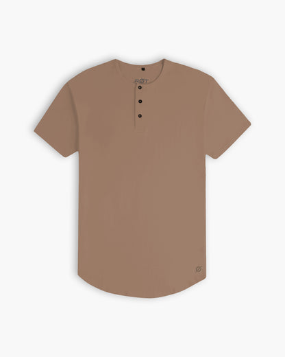 Origin Curved Henley T-Shirt: Driftwood