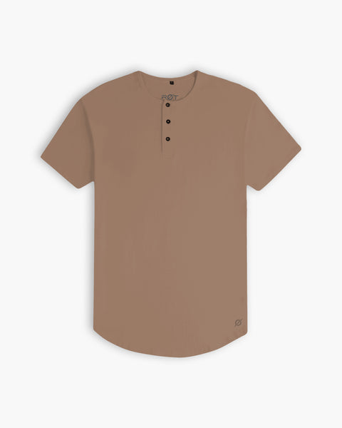 Origin Curved Henley T-Shirt: Driftwood – Rule Of Threads