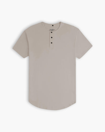 Origin Curved Henley T-Shirt: Dust