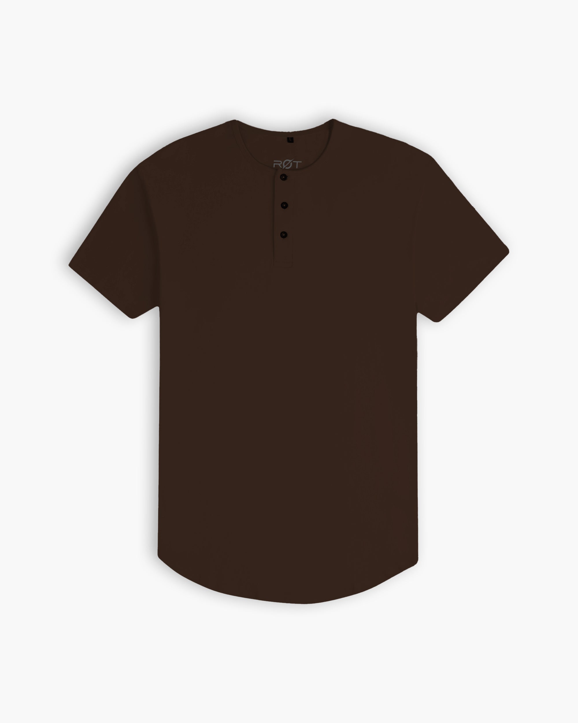 Origin Curved Henley T-Shirt: Espresso