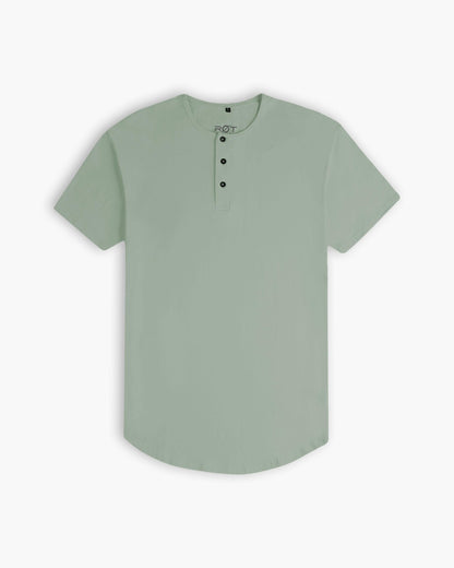 Origin Curved Henley T-Shirt: Eucalyptus