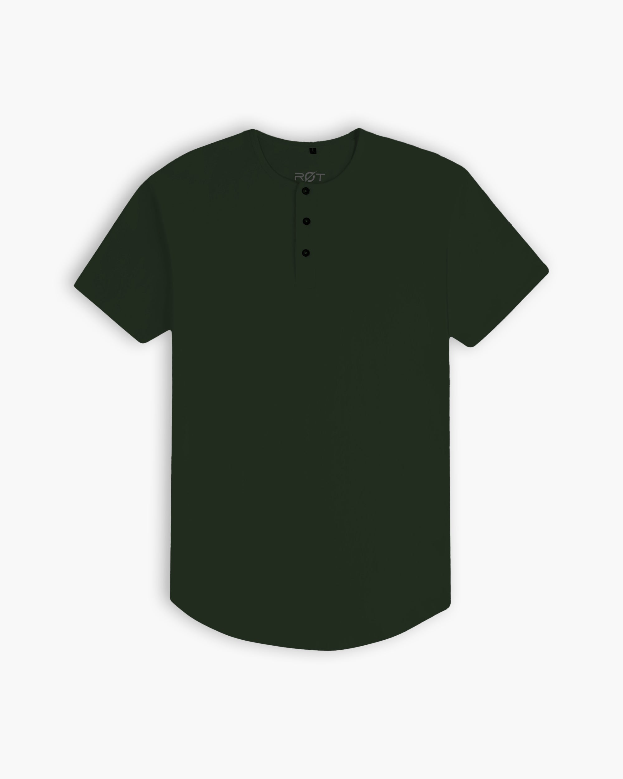 Origin Curved Henley T-Shirt: Forest