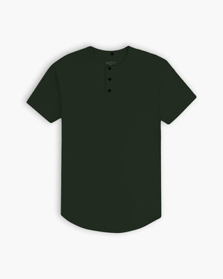 Origin Curved Henley T-Shirt: Forest