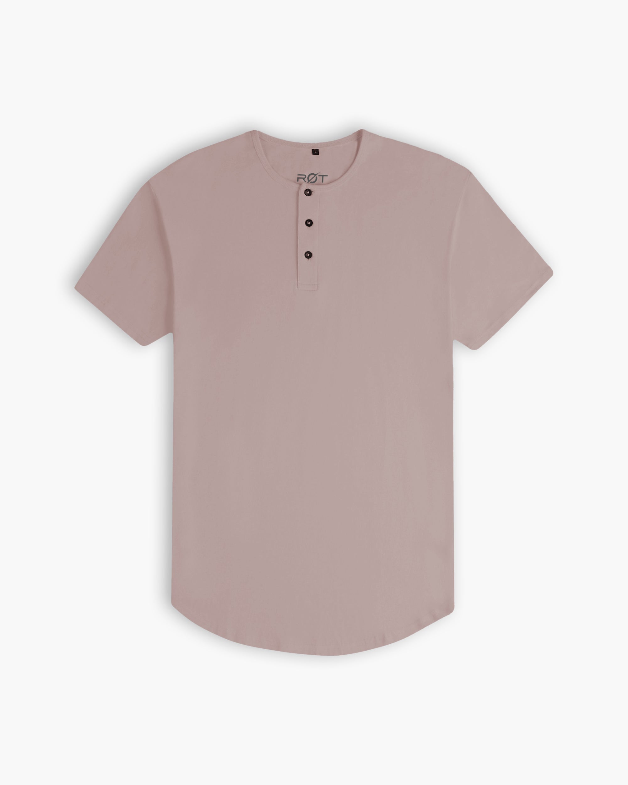 Origin Curved Henley T-Shirt: Mauve