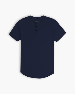 Origin Curved Henley T-Shirt: NY Blue