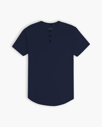 Origin Curved Henley T-Shirt: NY Blue