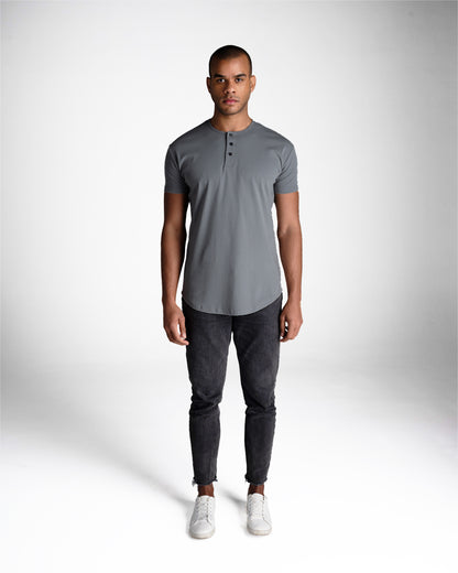 Origin Curved Henley T-Shirt: Space Gray