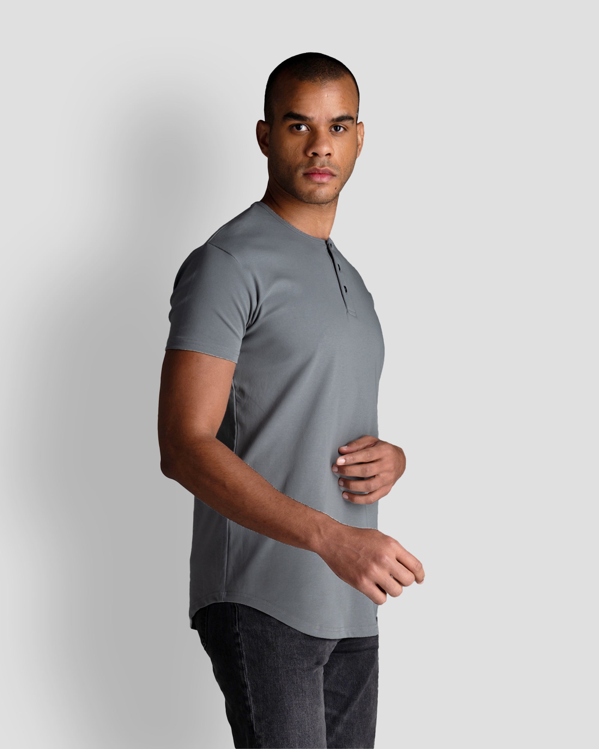 Origin Curved Henley T-Shirt: Space Gray