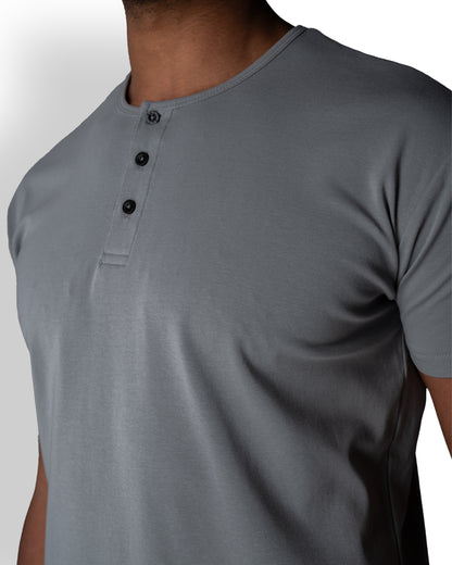 Origin Curved Henley T-Shirt: Space Gray