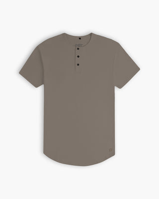 Origin Curved Henley T-Shirt: Taupe