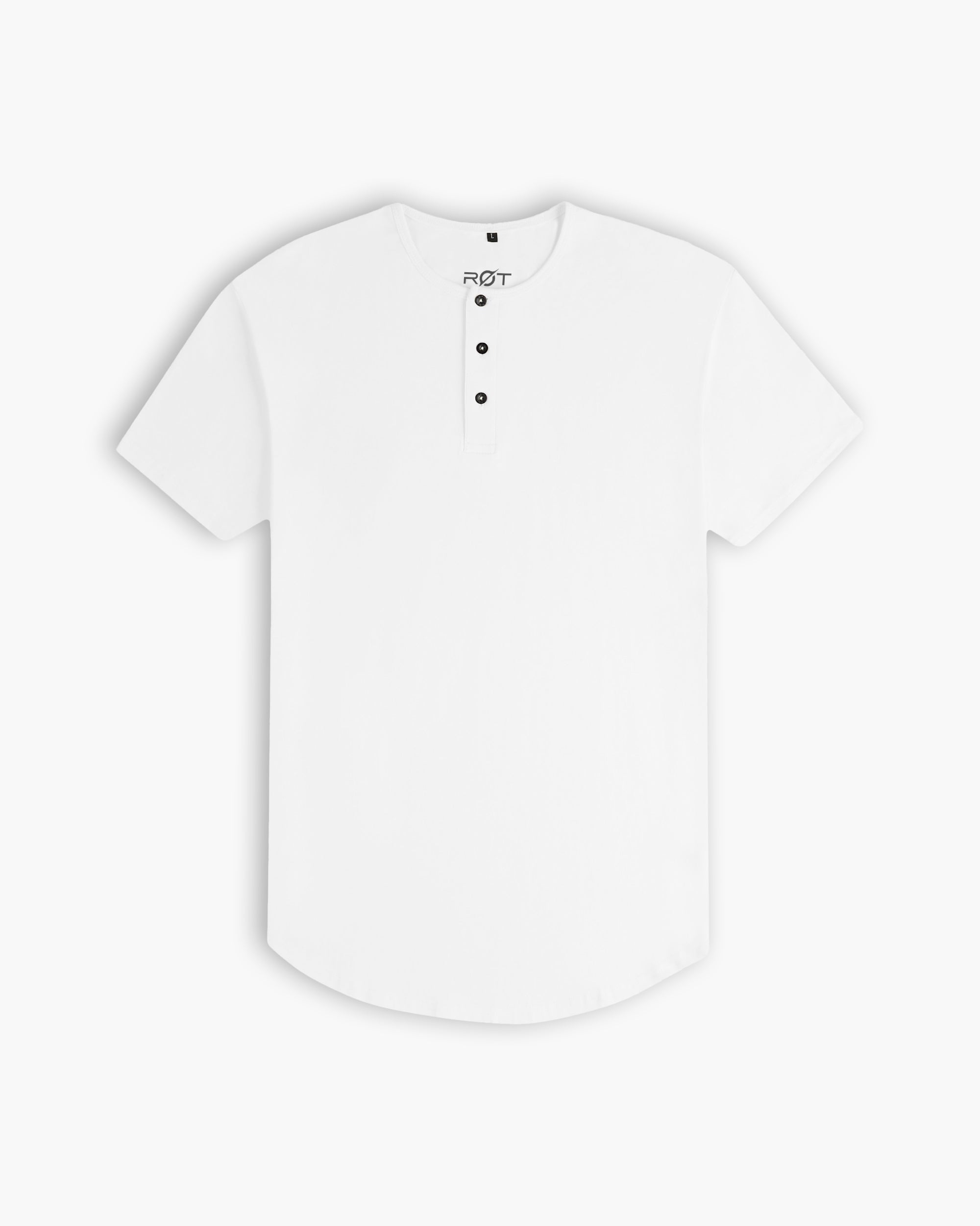 Origin Curved Henley T-Shirt: White