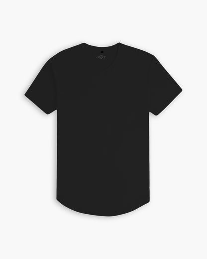 Origin Curved V-Neck T-Shirt: Black