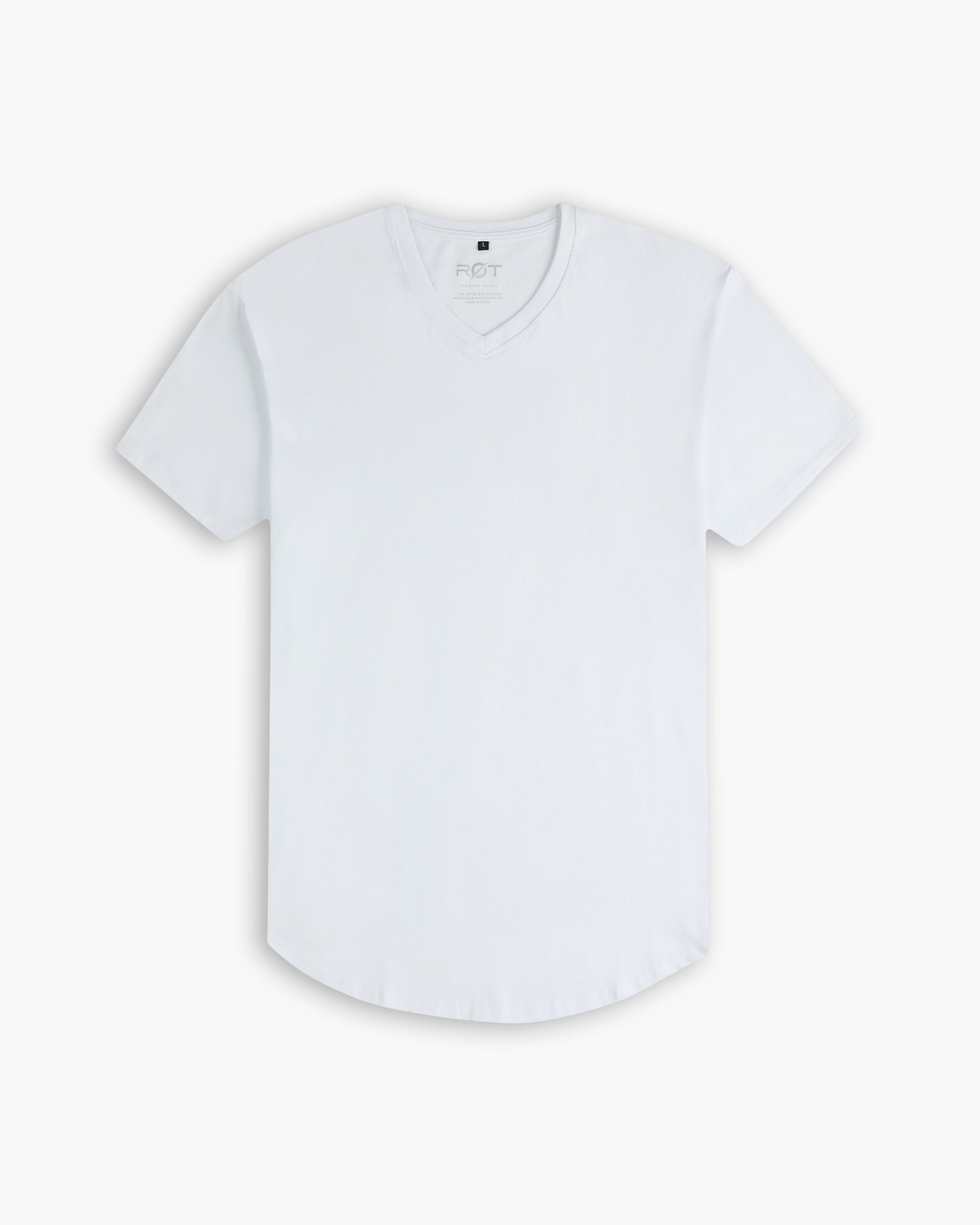 Origin Curved V-Neck T-Shirt: White