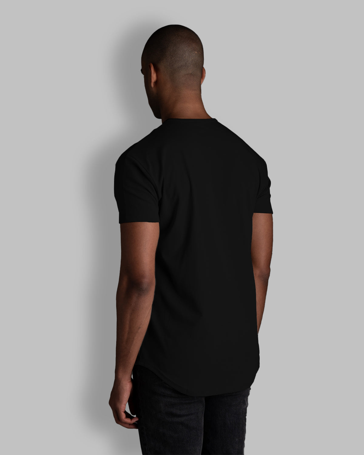 Origin Curved Henley T-Shirt: Black