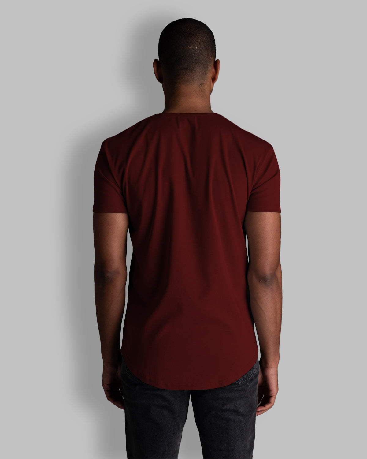 Origin Curved Crew T-Shirt: Crimson