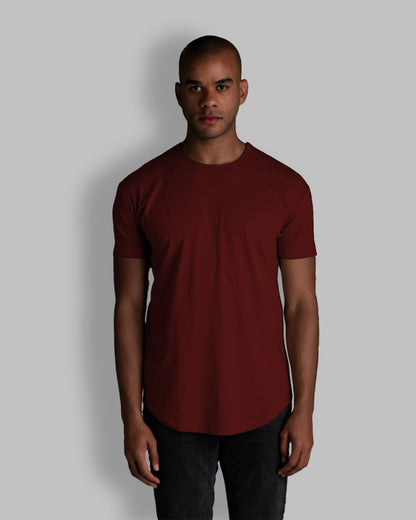 Origin Curved Crew T-Shirt: Crimson