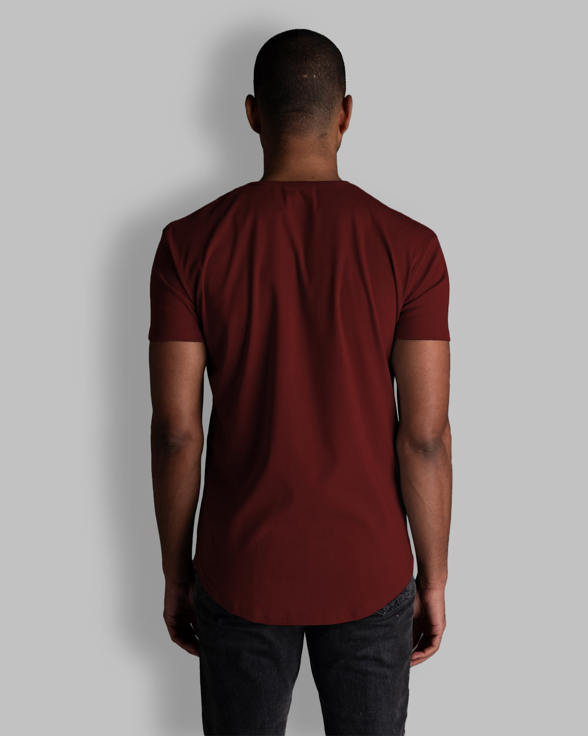 Origin Curved Henley T-Shirt: Crimson