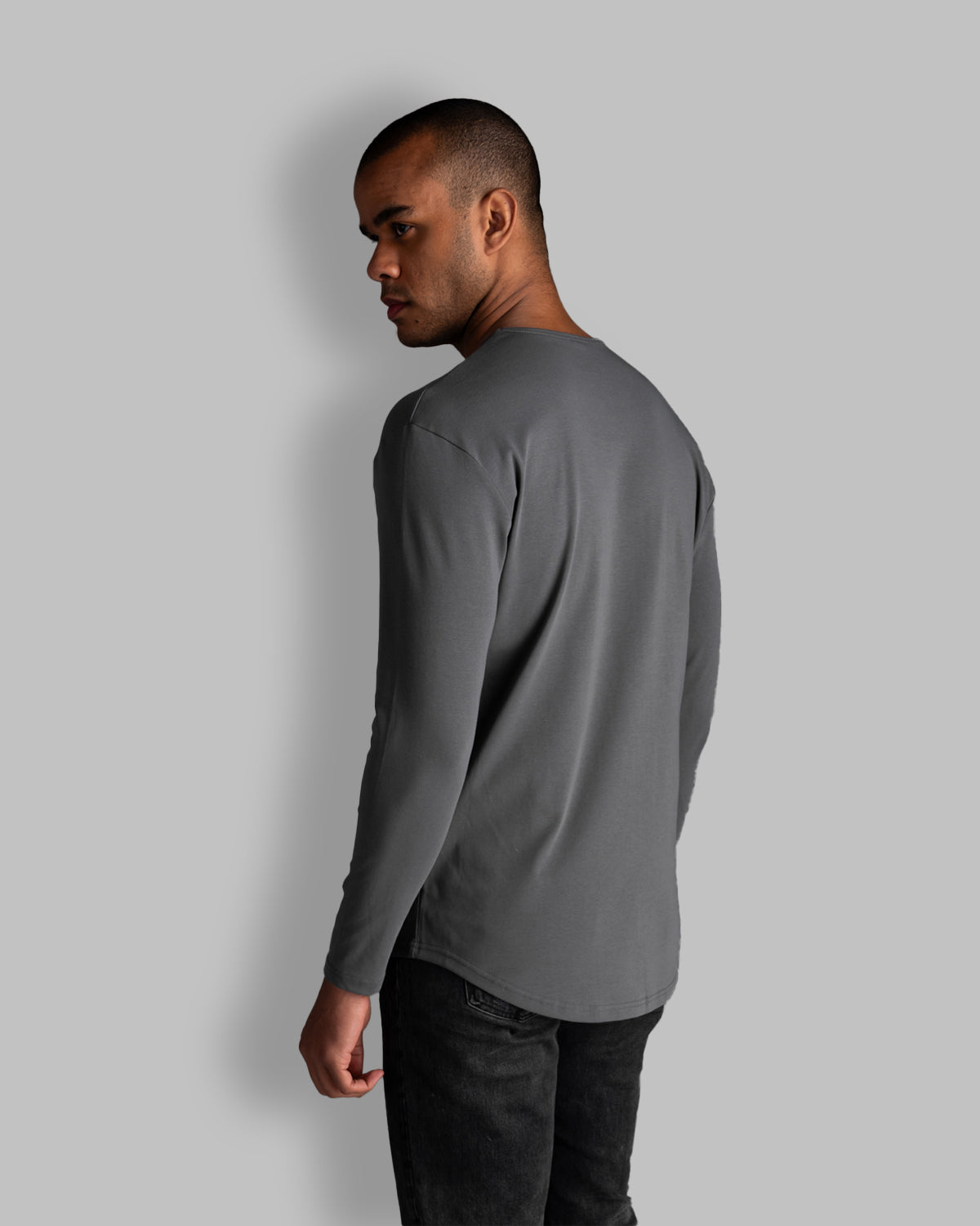 Long Sleeve Curved Crew T-Shirt: Asteroid