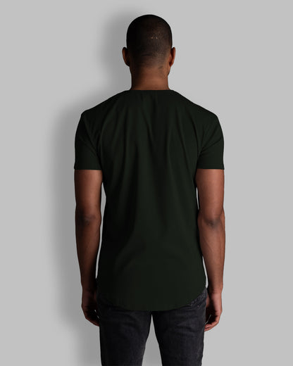 Origin Curved Henley T-Shirt: Forest