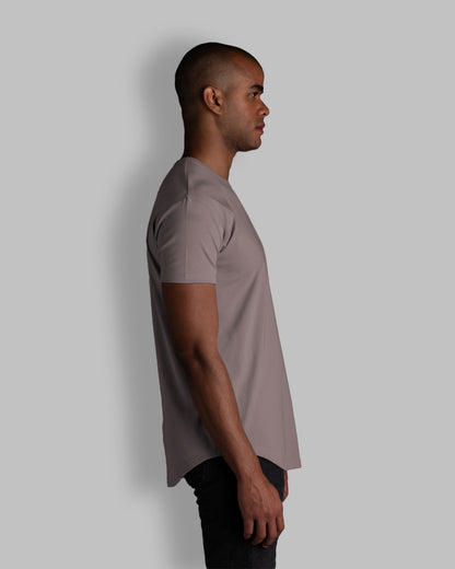 Origin Curved Henley T-Shirt: Mauve