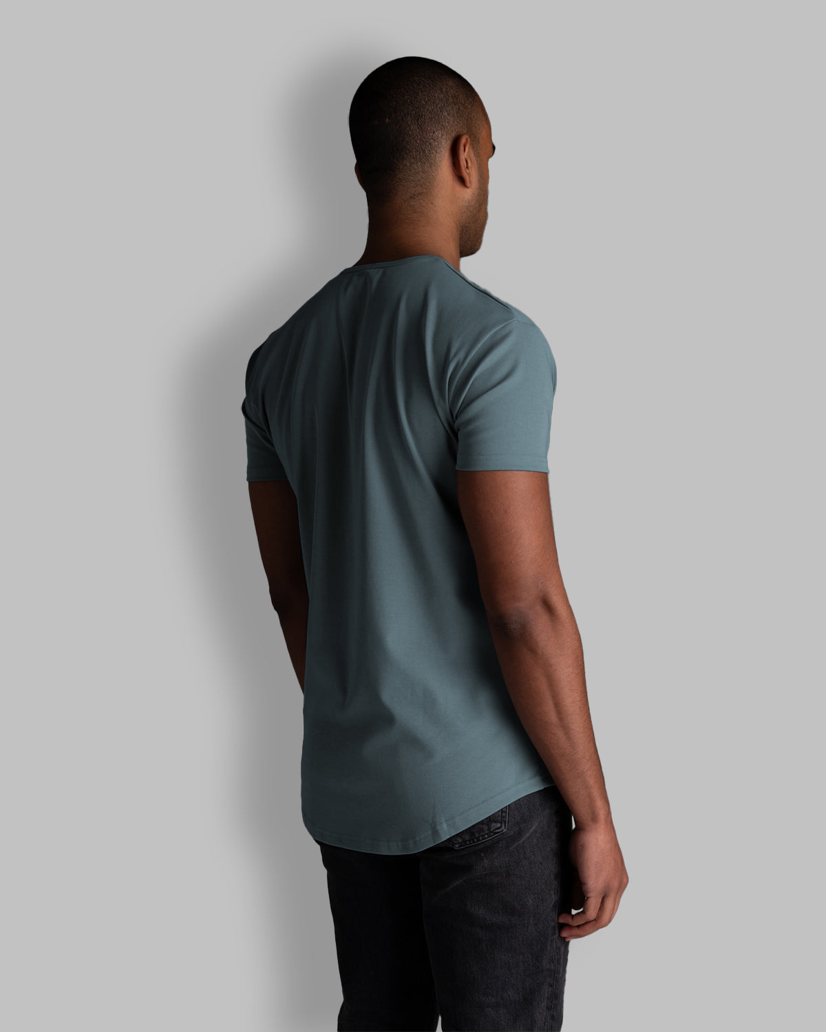 Origin Curved Henley T-Shirt: Astro Blue