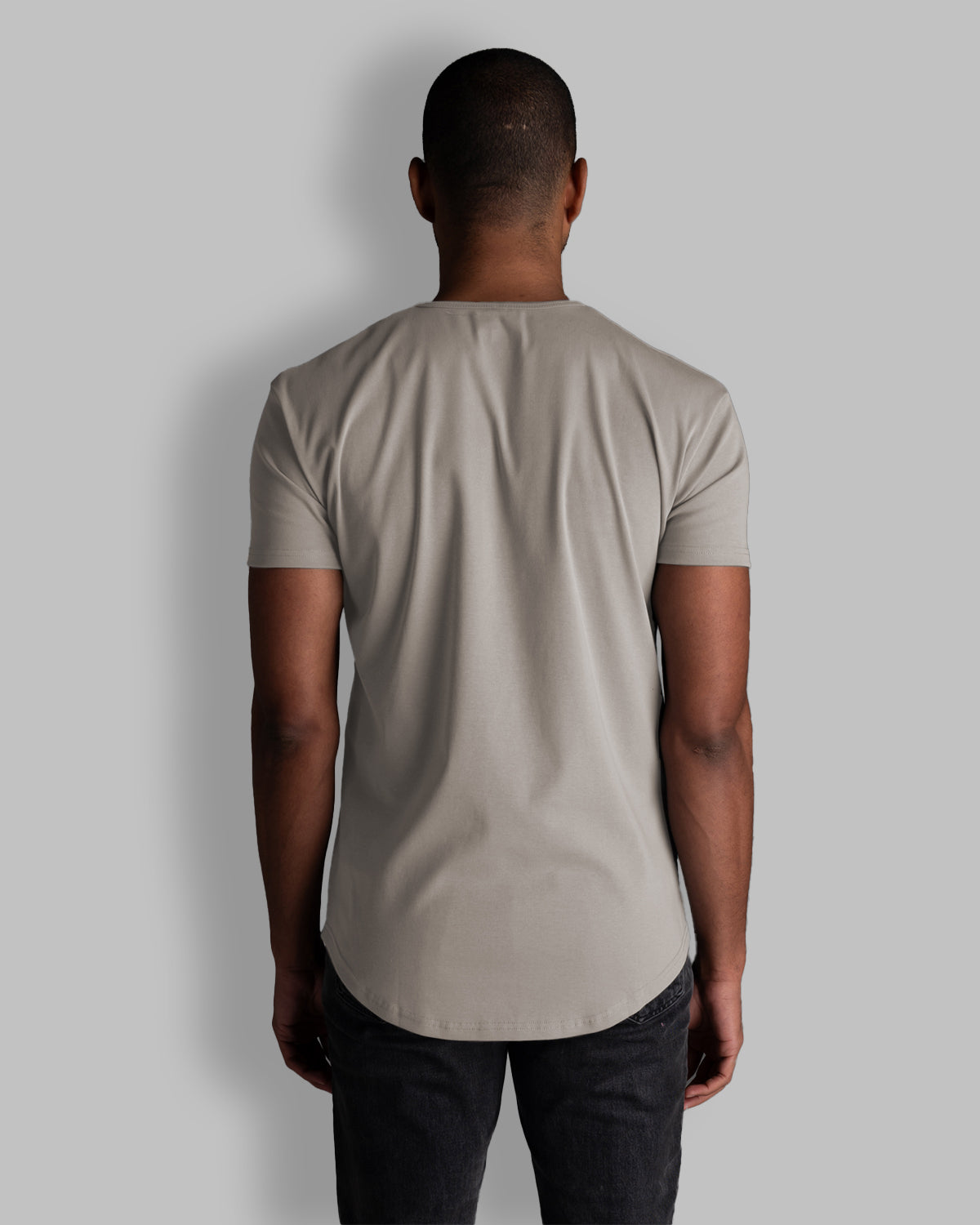 Origin Curved Henley T-Shirt: Stone