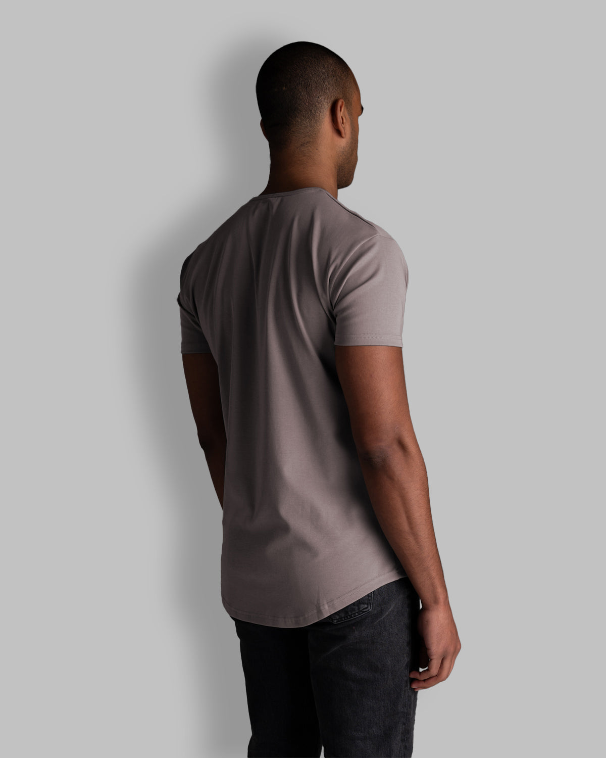 Origin Curved Henley T-Shirt: Mauve
