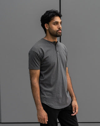 Origin Curved Henley T-Shirt: Granite - Rule Of Threads