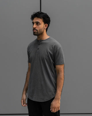 Origin Curved Henley T-Shirt: Granite - Rule Of Threads
